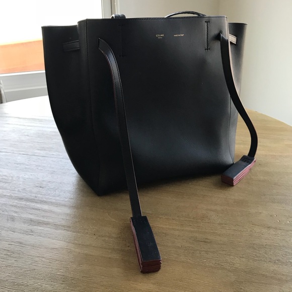 Celine Handbags - Used Céline Cabas Tote Navy/Orange